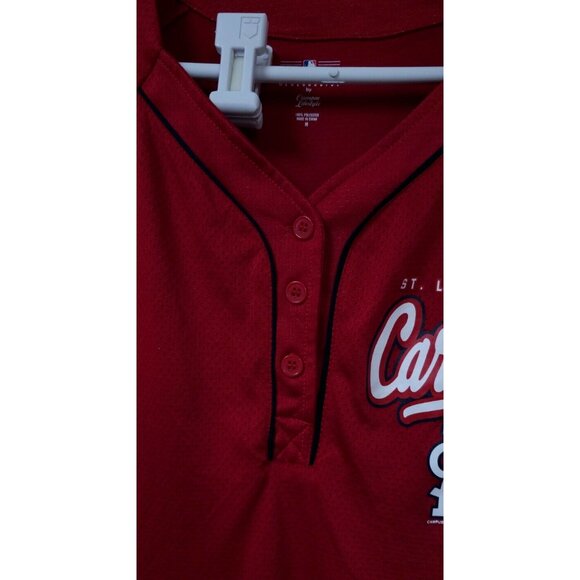 Campus Lifestyle ST Louis Cardinal Teens Medium Red Spellout 1/4 Button Jersey - Picture 3 of 10